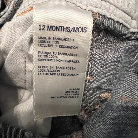 OshKosh B'gosh Denim Overall Bibs Size 12 Months - Picture 2 of 8